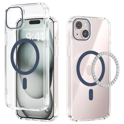 ABEEL iPhone 15 Mobilskal MagSafe Anti Scratch Klar TPU Blå