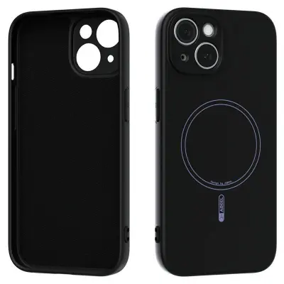ABEEL iPhone 15 Mobilskal MagSafe Kompatibel Svart Liquid Silicone