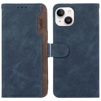 ABEEL iPhone 15 Mobilskal RFID-Skydding Ställ KonstLäder - Blå