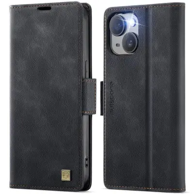 AUTSPACE iPhone 15 Fodral A11 RFID-Skydd KonstLäder - Svart