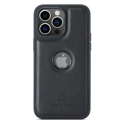 DG.MING iPhone 15 Mobilskal Logo View Anti-Drop PU Läder - Svart