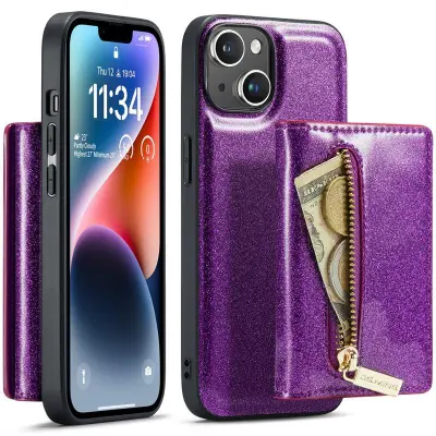 DG.MING M3 Series iPhone 15 Konstläder Plånboksfodral Magnetiskt Blå