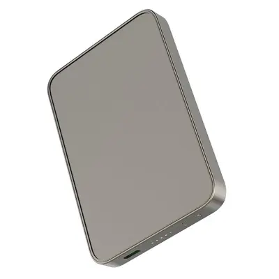 E61A Magnetisk trådlös laddare för iPhone 15/14/13/12, 5000mAh, grå
