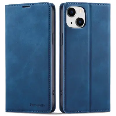 FORWENW Fantasy Series iPhone 15 Plånboksfodral Konstläder - Blå