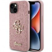 Guess iPhone 15 Mobilskal Glitter Script Big 4G - Rosa