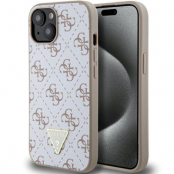 Guess iPhone 15/14/13 Mobilskal 4G Triangle Metal Logo - Vit