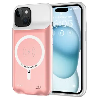 iPhone 15 Batteriskal Magsafe 7000mAh - Rosa