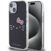 Hello Kitty iPhone 15 Mobilskal Hello Kitty IML Kitty Face - Svart