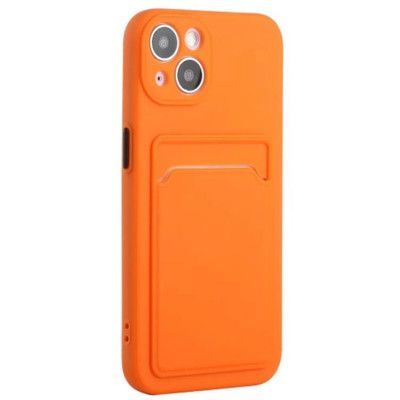 iPhone 15 Mobilskal Korthållare TPU - Orange