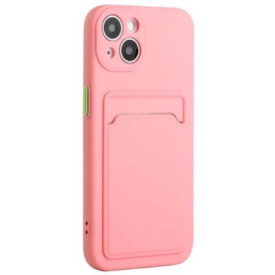 iPhone 15 Mobilskal Korthållare TPU - Rosa