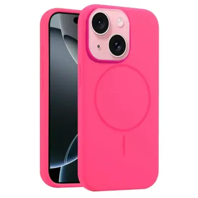 iPhone 15 Mobilskal MagSafe Silikon Anti Drop - Rosa (Rose)