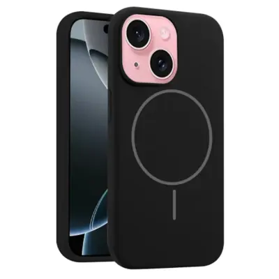iPhone 15 Mobilskal MagSafe Silikon Anti Drop (Svart)