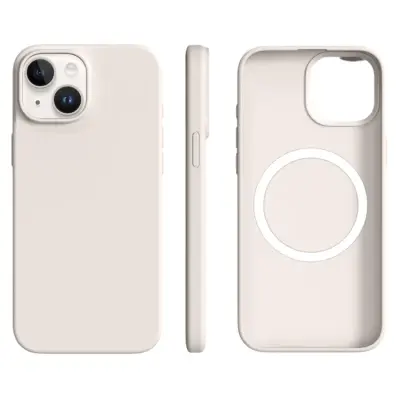 iPhone 15 Mobilskal MagSafe Ultra Thin Silicone (Antique Vit)