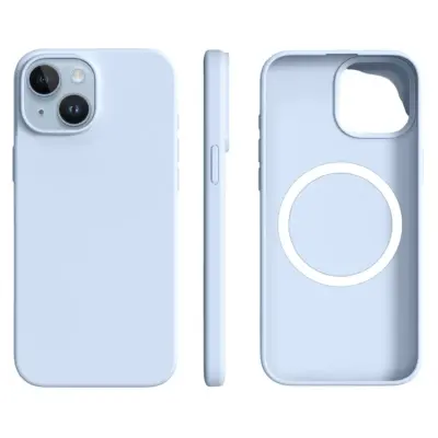 iPhone 15 Mobilskal MagSafe Ultra Thin Silicone (Cloud Blå)