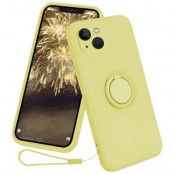iPhone 15 Mobilskal Ringhållare Liquid Silikon - Gul