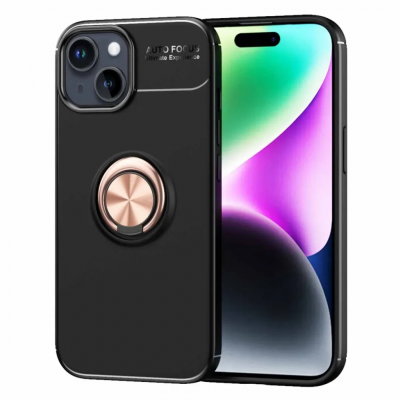 iPhone 15 Mobilskal Ringhållare - Rosaguld