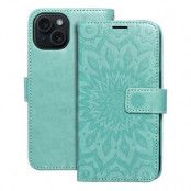 iPhone 15 Plånboksfodral Mezzo Mandala - Grön