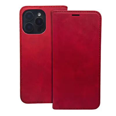 iPhone 16 Pro Max Plånboksfodral Smart Suede - Röd
