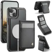 JEEHOOD J06 iPhone 15 läderfodral med kortfack RFID - Svart