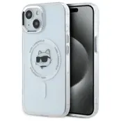 Karl Lagerfeld iPhone 15 Mobilskal MagSafe IML Choupette Head - Vit