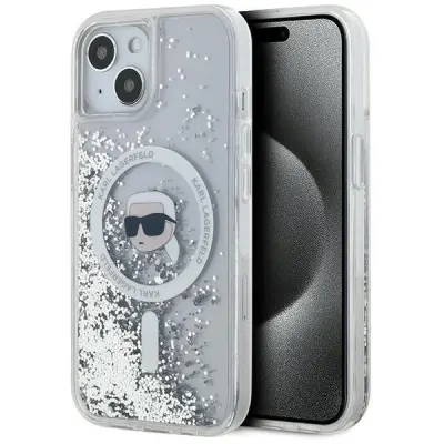Karl Lagerfeld iPhone 15 Mobilskal MagSafe Liquid Glitter Karl