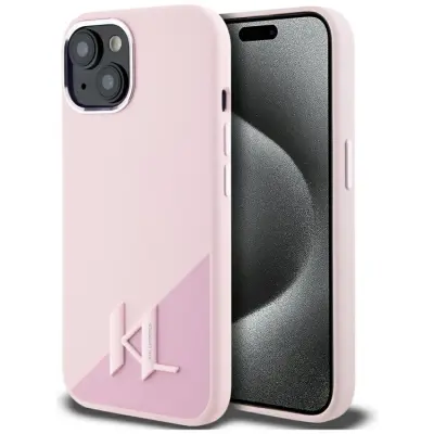 Karl Lagerfeld iPhone 15 Mobilskal Magsafe Shadow Metal - Rosa
