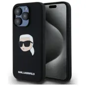 Karl Lagerfeld iPhone 15 Pro Max Mobilskal MagSafe Silikon Karl Head - Svart