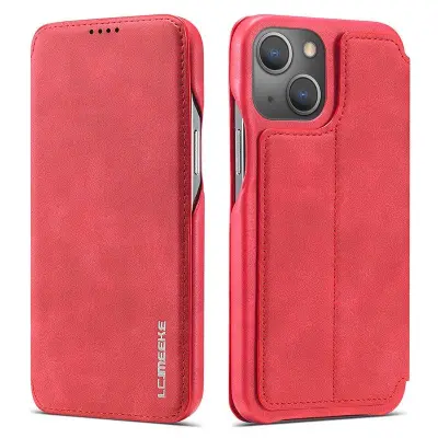 LC.IMEEKE iPhone 15 Fodral KonstLäder - Röd