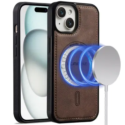 LC.IMEEKE L6 för iPhone 15 Fodral KonstLäder - Brun