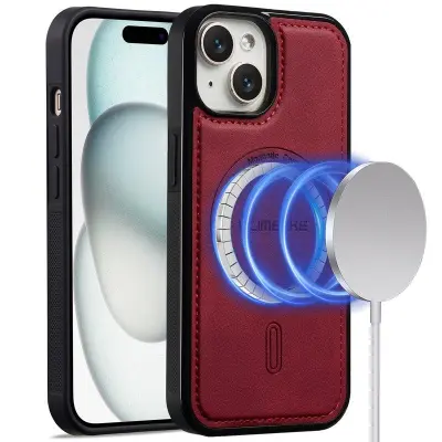 LC.IMEEKE L6 iPhone 15 Fodral KonstLäder - Röd