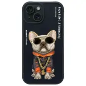 Nimmy iPhone 15 Mobilskal Glasses Cool Dog - Svart