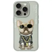 Nimmy iPhone 15 Pro Mobilskal Glasses Cool Dog - Grå