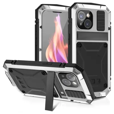 R-JUST iPhone 15 Mobilskal med Härdat Glas - Silver