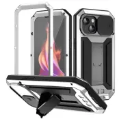 R-JUST Mobilskal till iPhone 15 med Kickstand i Silikon och Metall - Silver