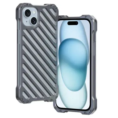 R-JUST RJ-50 iPhone 15 Mobilskal Anti-scratch Aluminium Alloy Svart