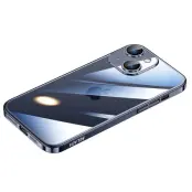 SULADA Crystal Steel Series Mobilskal till iPhone 15 TPU+Glas Klar Blå