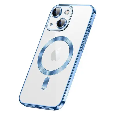 SULADA iPhone 15 Magnetiskt Mobilskal TPU och Härdat Glas - Blå