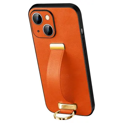 SULADA iPhone 15 Mobilskal Crazy Horse Textur PC TPU Orange