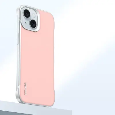 SULADA iPhone 15 Mobilskal Frameless PU + PC Baksida - Rosa