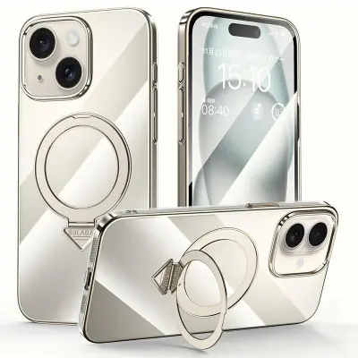 SULADA iPhone 15 Mobilskal MagSafe Fällbart Ställ Klart PC - Grå