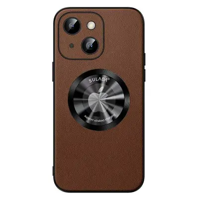 SULADA iPhone 15 Mobilskal PU Läder + TPU MagSafe Kompatibel - Brun