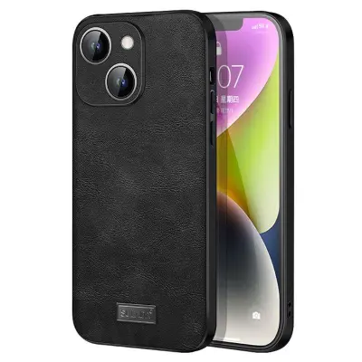 SULADA iPhone 15 Mobilskal PU Läder Coated TPU+PC Svart