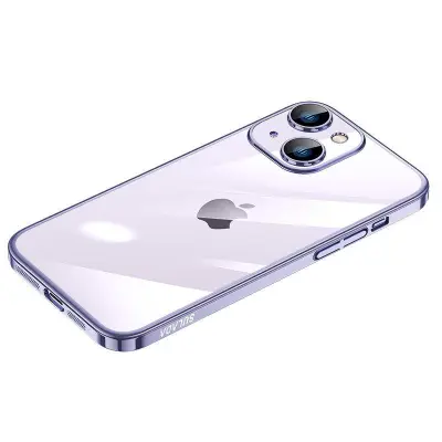 SULADA JINGJIA iPhone 15 Mobilskal Hård PC Klarglas Linsfilm Lila