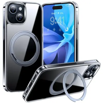 Torras iPhone 15 Mobilskal Magsafe Kickstand - Transparent