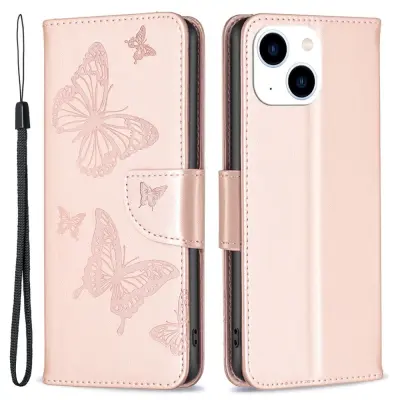 Trolsk Imprint Butterflies Wallet (iPhone 15) - Grå