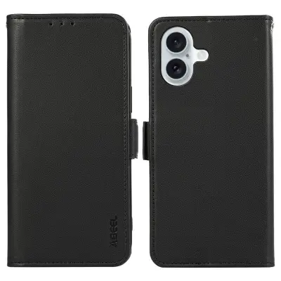 ABEEL iPhone 16 Plus Mobilskal KonstLäder RFID-Skydd - Svart