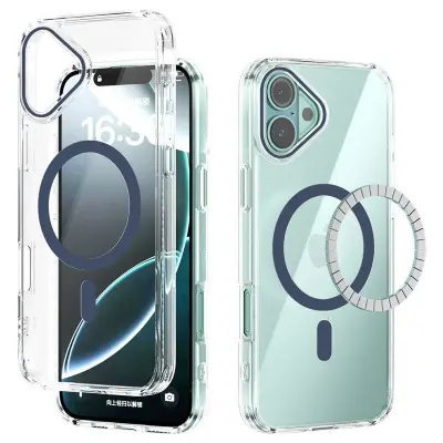 ABEEL iPhone 16 Plus Mobilskal MagSafe Anti Scratch Klar TPU Blå