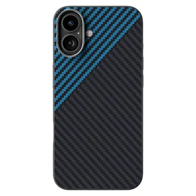 ABEEL iPhone 16 Plus Mobilskal MagSafe Kolfiber Svart / Blå