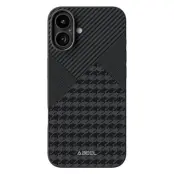 ABEEL Mobilskal till iPhone 16 Plus MagSafe Micro-Präglad Läder Svart