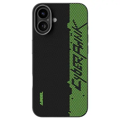 ABEEL iPhone 16 Plus Mobilskal MagSafe Tryckt PC TPU Läder Svart